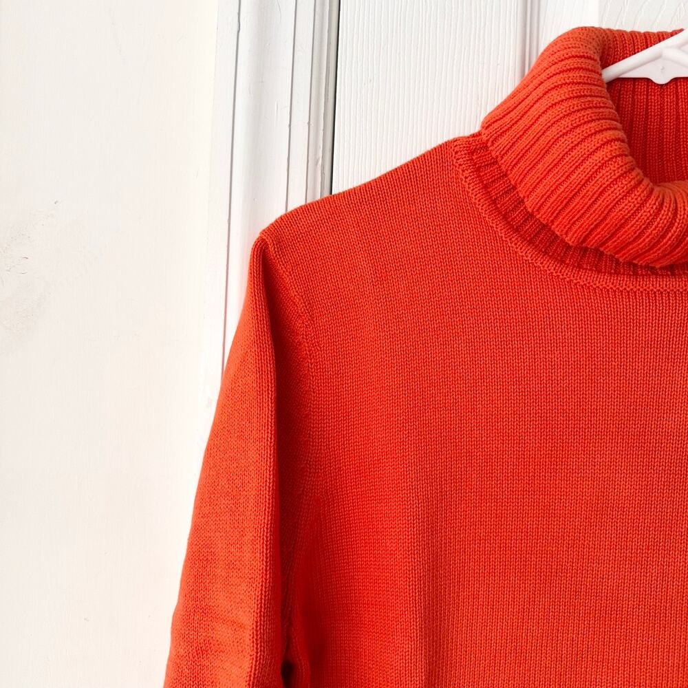 Lauren Ralph Lauren Vintage Orange Half Sleeve Turtleneck Sweater Crest Large - Picture 2 of 9